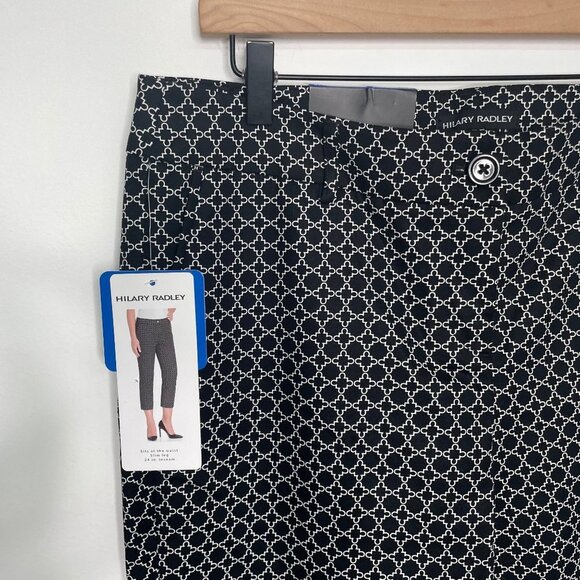NWT Hilary Radley Women's size 10 Cropped Career Pants Geometric Print - Picture 2 of 8